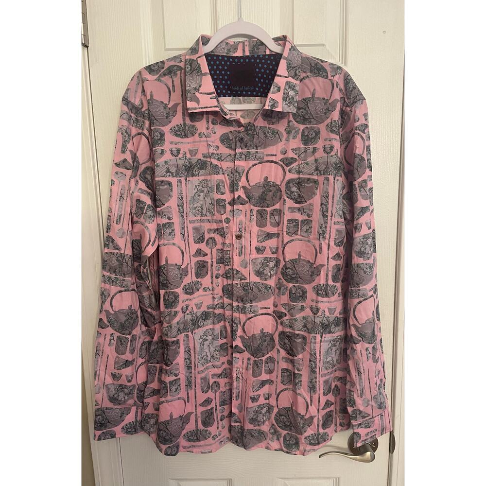 Lords of Harlech Victor Tea Ceremony Pink Long Sleeved Surfer Shirt, A41